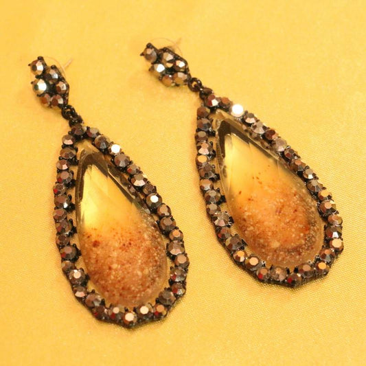Zircon Studded Imitation Brown Fashion Earrings