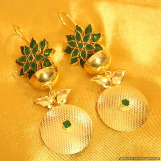 Green Onyx Gold Plated Earrings