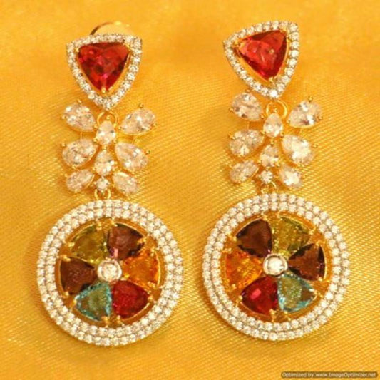 Multicolour Diamond Look Gold Plated Earrings