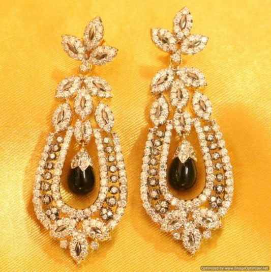 Diamond Look Black Onyx Earrings