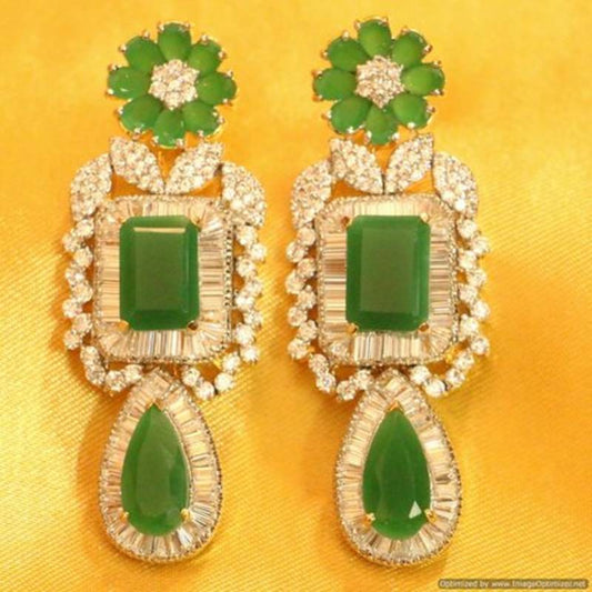 Green Onyx Diamond look Beautiful Danglers