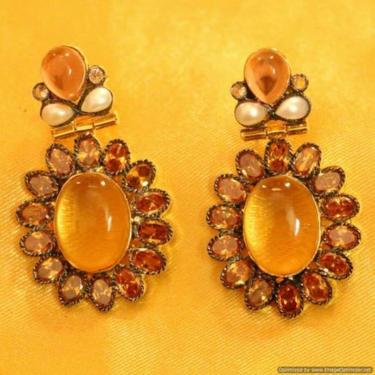 Champagne Colour Gold Plated Earrings