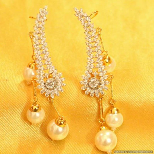 Diamond Look Pearl Earcuffs