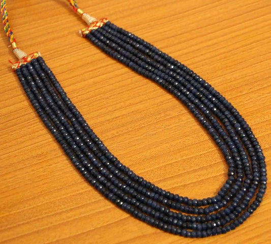 Blue Sapphire Semi Precious 5 Line Necklace