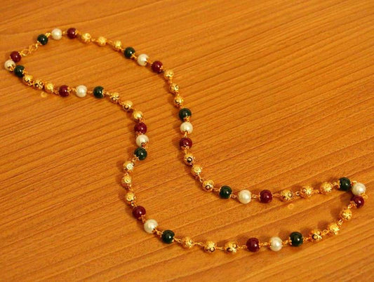 Multicolour Beads Gold Plated Necklace