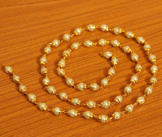 Pearl Gold Look Single Line Necklace