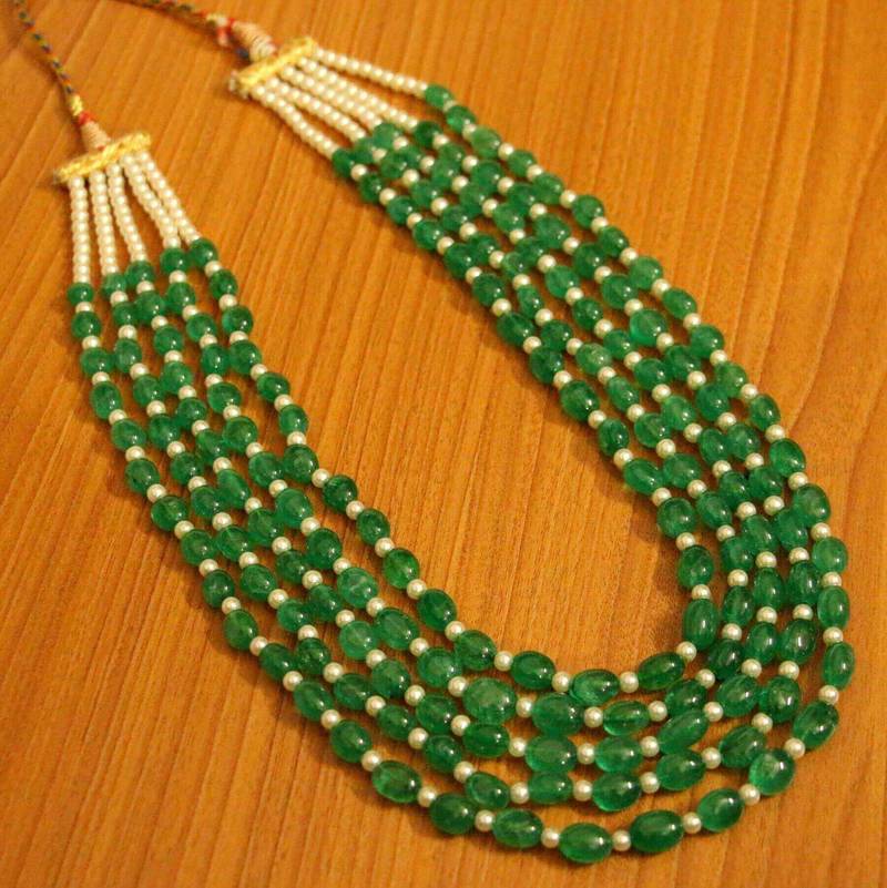 Anshi Arts Green And Silver Onyx Pearl Necklace Set, Box at Rs 1720/set in  Noida