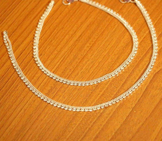 Silver Plated Zircon Studded Anklets