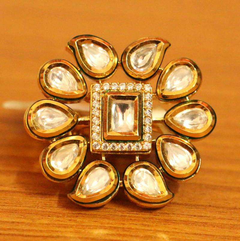 Indian Fashion Gold Plated Kundan Ring Bridal Ring Indian - Etsy