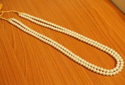 2 Line Pearl Long Necklace Set