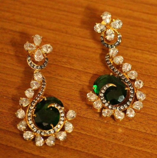 Emerald Look Gold Plated Cocktail Danglers
