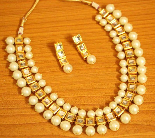Kundan Meenakari Pearl Necklace Set