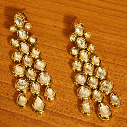 KUNDAN POLKI PEAR DROP LONG DANGLERS