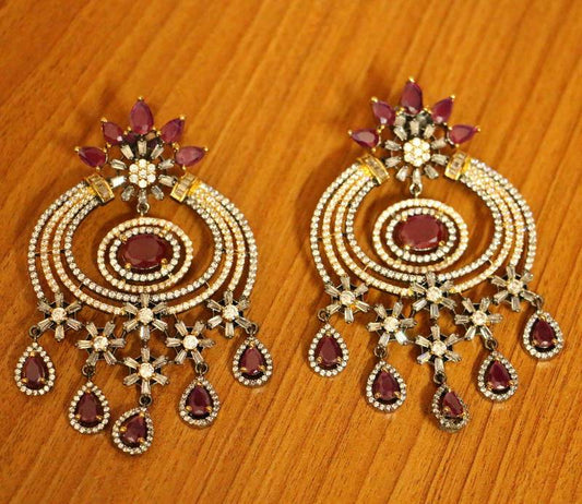 Ruby Dual Tone Gold Plated Party Danglers