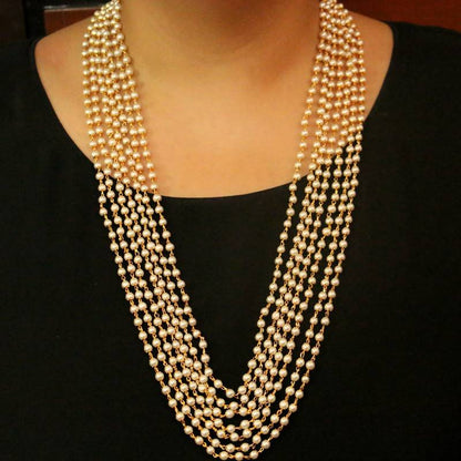 7 Line Gold Plated Necklace Set