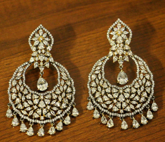 Silver American Diamonds Black Silver Danglers Drops