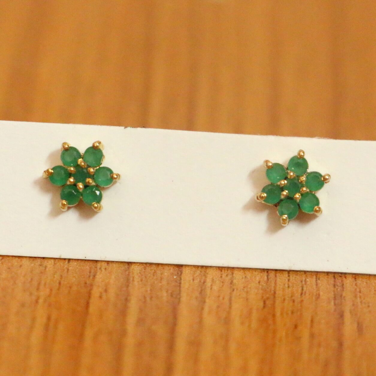 Black Onyx Flower Pattern Gold Plated Studs