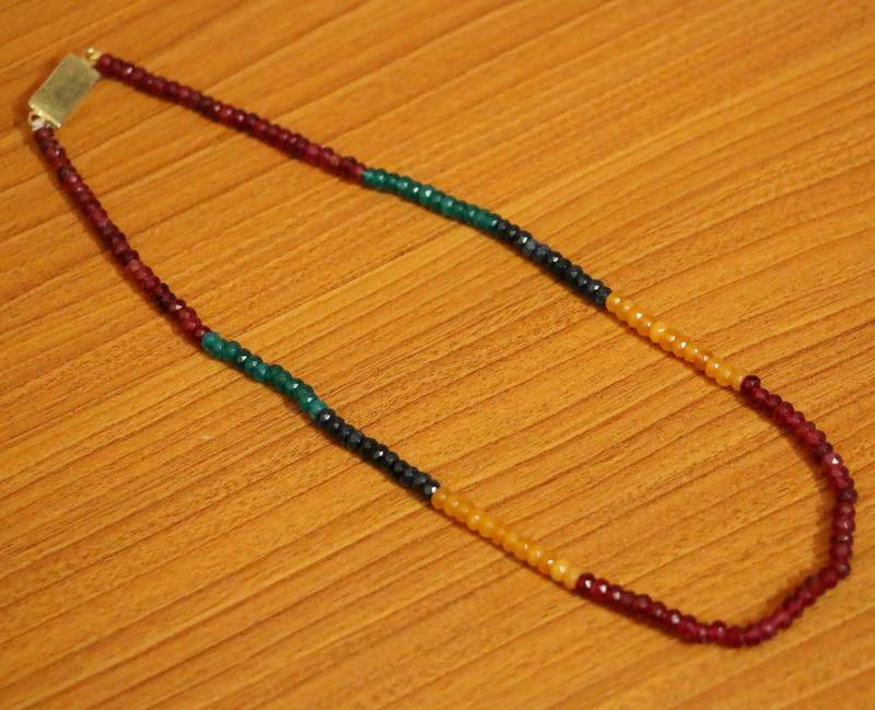 Maroon Ruby Colour Single Line Semi Precious Necklace