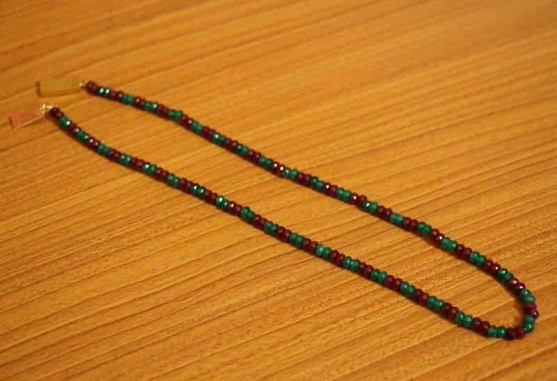 Maroon Ruby Colour Single Line Semi Precious Necklace