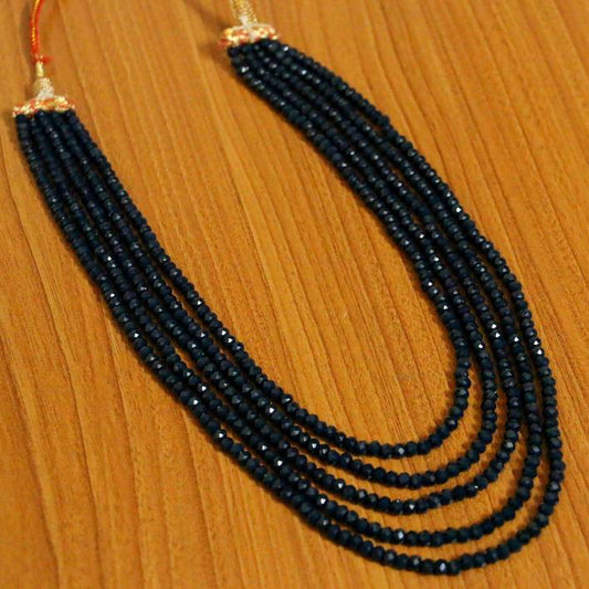 Classic Dark Blue Beaded Layered Necklace for Women