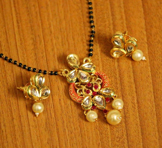 Orange pearl mangalsutra