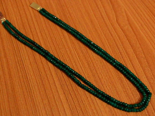 Green Onyx Two Line Semi Precious Necklace Set