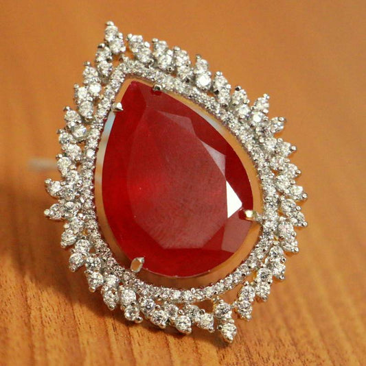 RUBY DOUBLET DIAMOND LOOK COCKTAIL RING