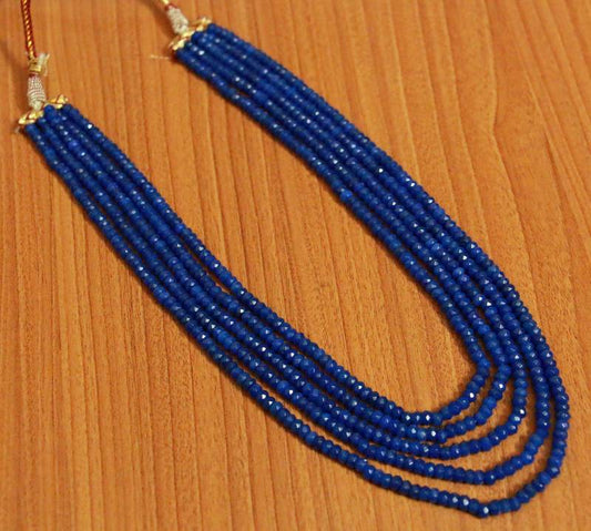 Blue Onyx Semi Precious 5 Line Necklace Set
