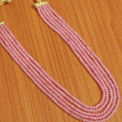 BABY PINK QUARTZ 5 LAYERED NECKLACE