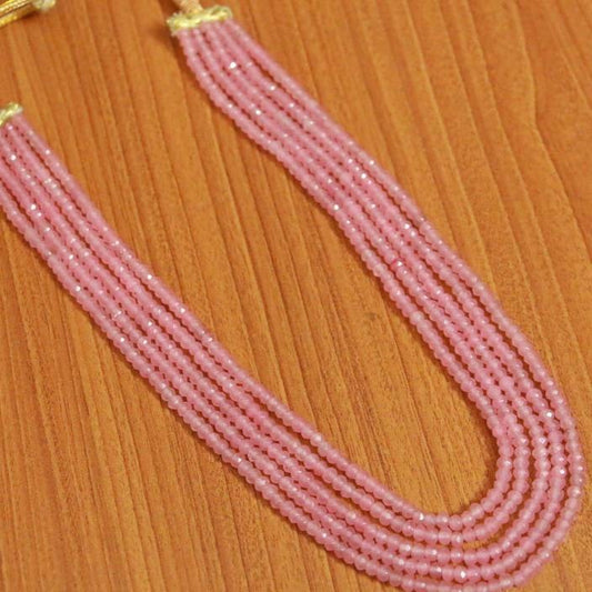 BABY PINK QUARTZ 5 LAYERED NECKLACE
