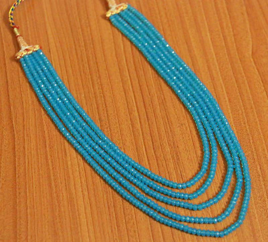 Turquoise Colour 5 Line Semi Precious Necklace Set