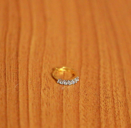 Diamond Look Gold Plated Piercing Nose Ring