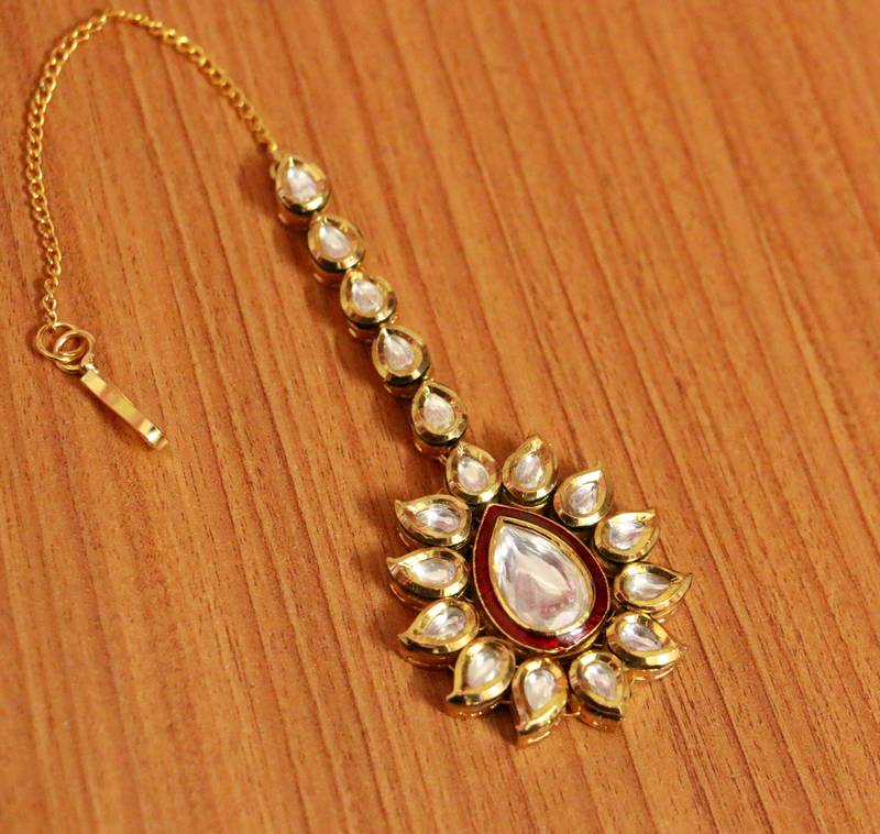Ruby Kundan Polki Paisley Wedding Maang Tikka