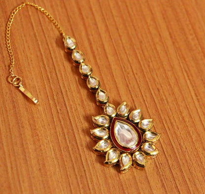 Ruby Kundan Polki Paisley Wedding Maang Tikka