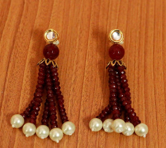 Ruby Kundan & Pearl Ethnic Earrings