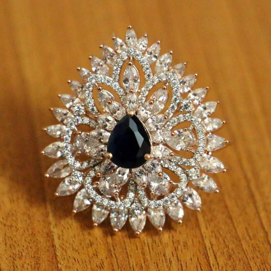 BLUE SAPPHIRE DIAMOND LOOK COCKTAIL RING
