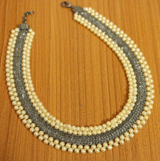 Black Rhodium Pearl Beaded Necklace