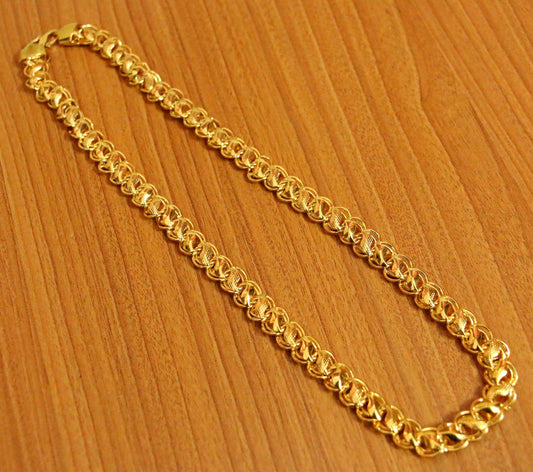 GOLD PLATED INTERLINKED REAL GOLD LOOK CHAIN
