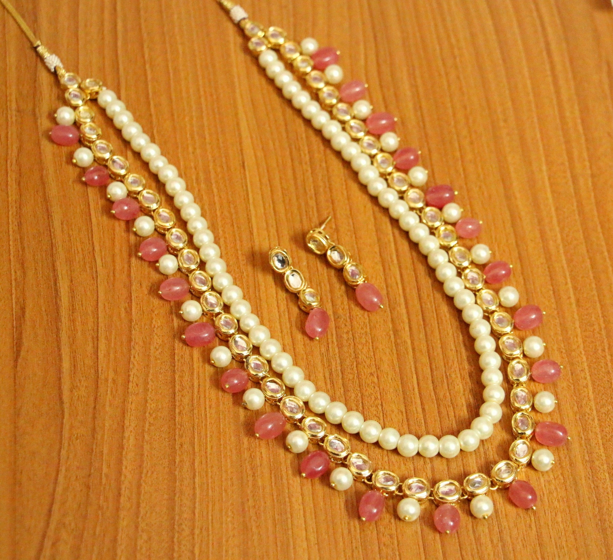Kundan Meenakari Pearl & Ruby Ethnic Necklace Set