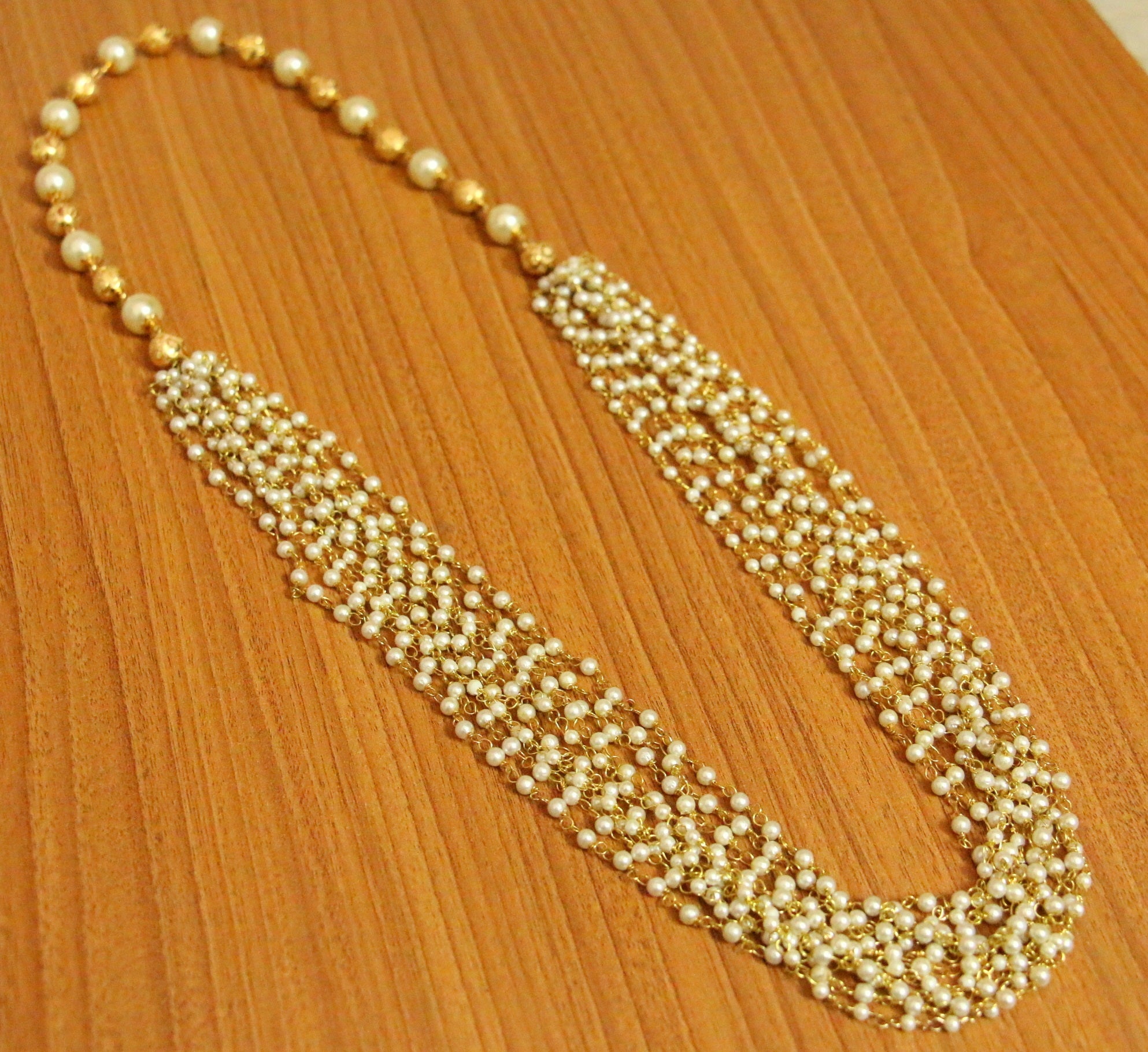 Gold Plated Pearl Bridal Necklace Set in Silver NS 057