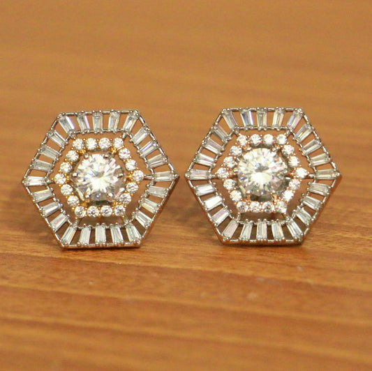 Silver Plated Solitaire Look Studs