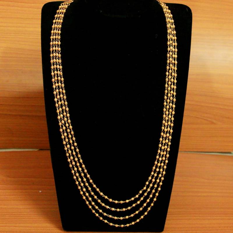 4 Line Gold Plated Ethnic Necklace