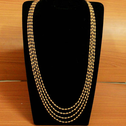 4 Line Gold Plated Ethnic Necklace