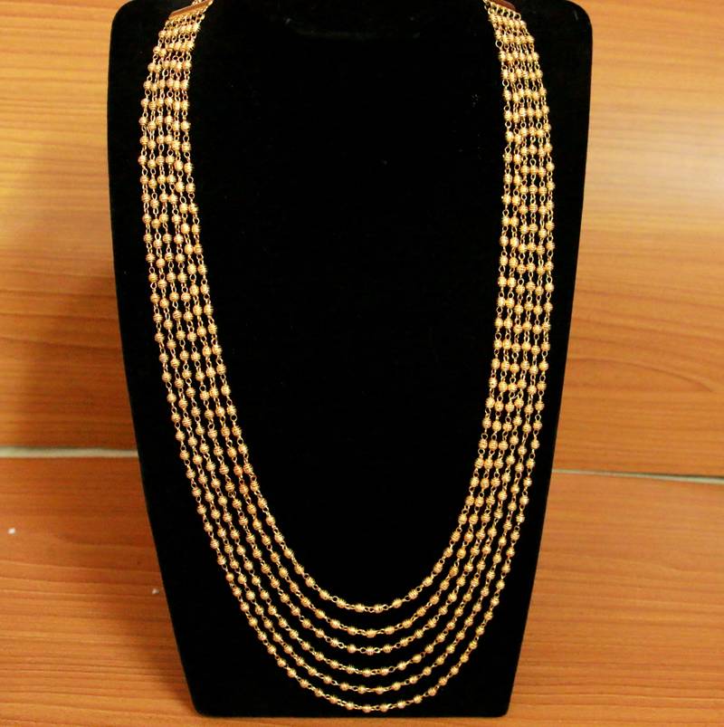 6 Line Etnic Gold look Necklace