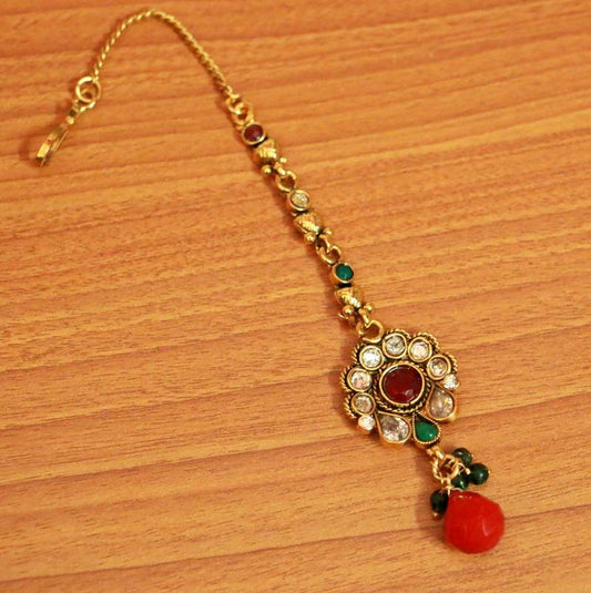 Red ruby maang-tikka