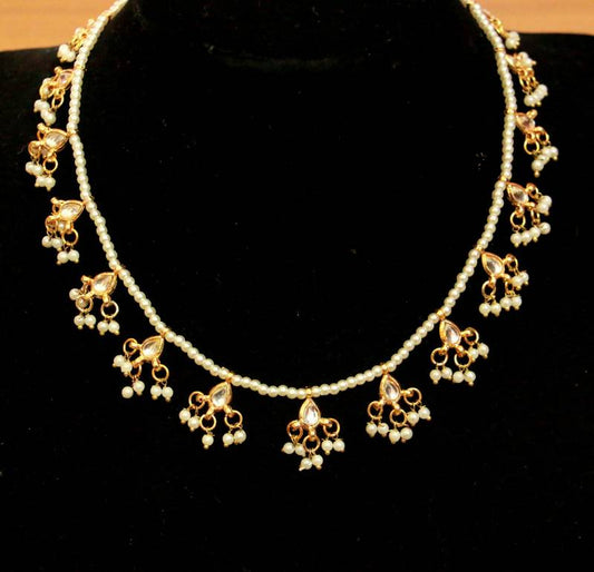 White Kundan & Pearl Bead Necklace