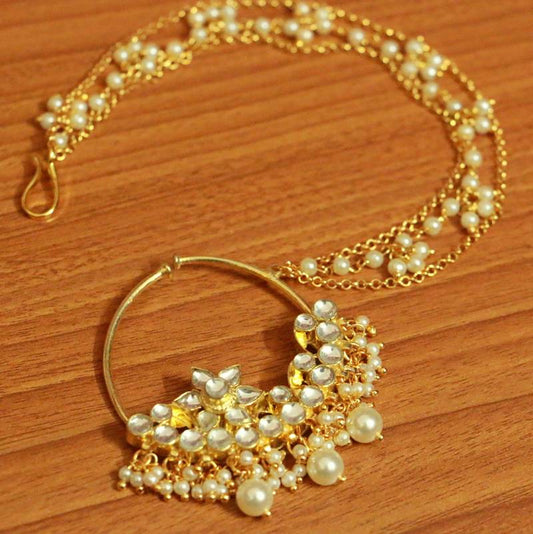 Kundan & Pearl Royal Bridal nose Ring