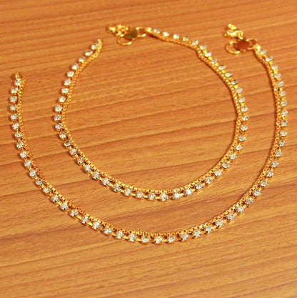 Gold Plated Zircon Studded Anklets