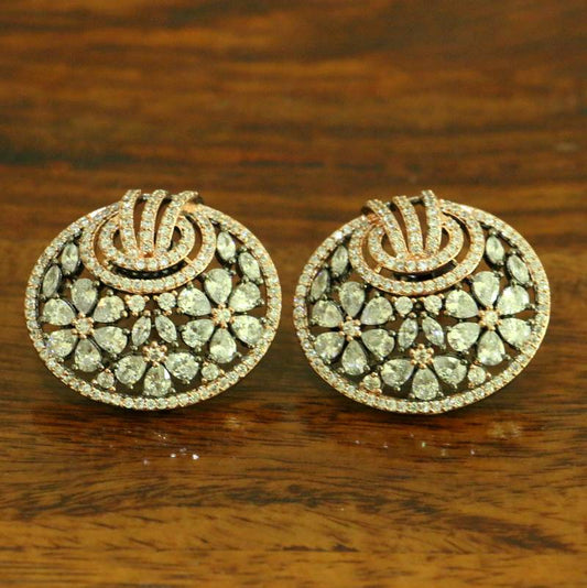 Black Rhodium Diamond Look Rose Gold Studs