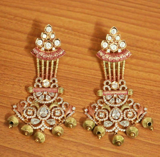 Matt Gold Diamond Look Zirconia Studded Danglers